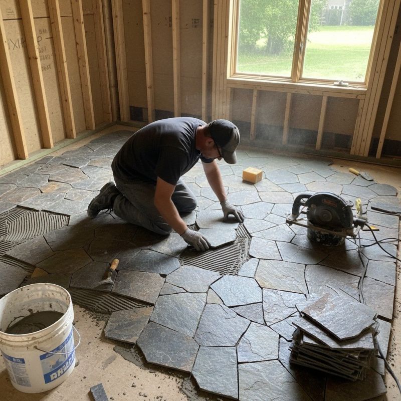 Slate Tile Floor Installation